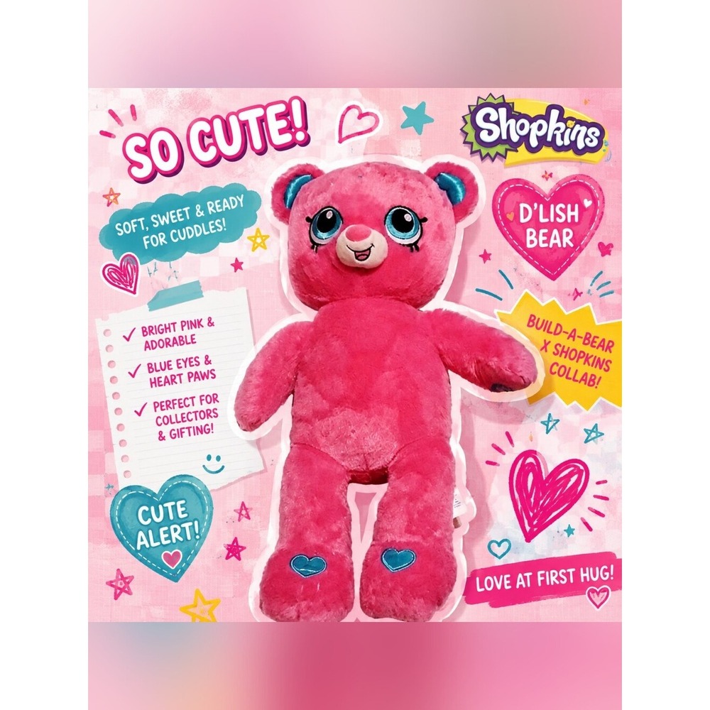 Build-A-Bear‎ x Shopkins D'Lish Limited Edition Bear 2017 Pink Plush